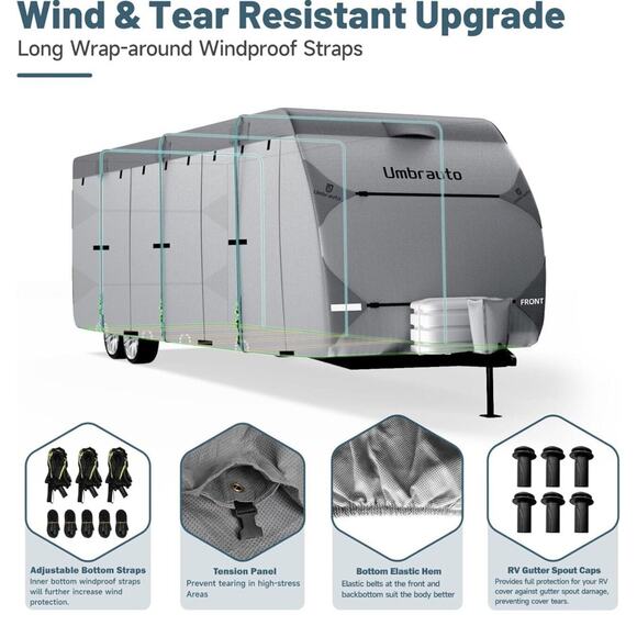 Umbrauto RV Cover 7 Layers Top Waterproof Anti-Tear Camper Cover Fits 18-20ft - Picture 4 of 5
